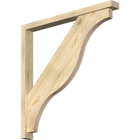 Ekena Millwork Funston Block Rough Sawn Bracket w/ Offset Brace, Douglas Fir, 4"W x 40"D x 40"H BKT0402X40X40FST05RDF